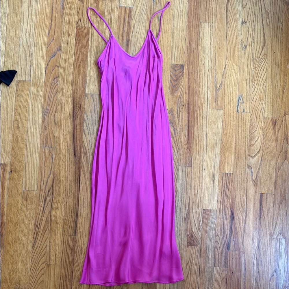 Anthropologie | Vibrant Pink Slip Midi Dress